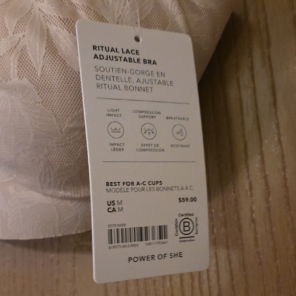 Athleta NWT Cream Lace Bra...size Med - Picture 3 of 4